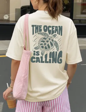 Tricou Oversize SHEIN, crem
