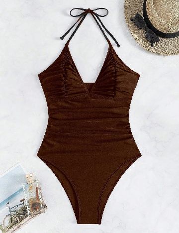 Costum de baie SHEIN, maro