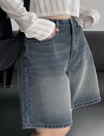 Pantaloni scurti Dazy Plus Size, bleumarin
