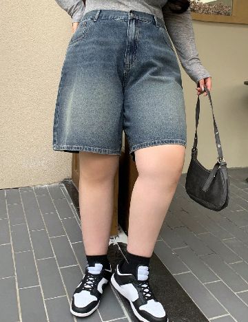 Pantaloni scurti Dazy Plus Size, bleumarin