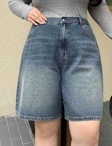 Pantaloni scurti Dazy Plus Size, bleumarin