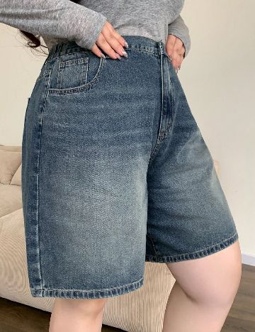 Pantaloni scurti Dazy Plus Size, bleumarin
