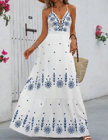 Rochie lunga SHEIN, alb/albastru
