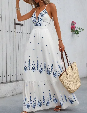 Rochie lunga SHEIN, alb/albastru