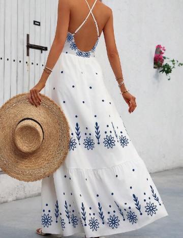 Rochie lunga SHEIN, alb/albastru