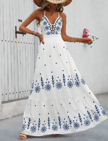 Rochie lunga SHEIN, alb/albastru