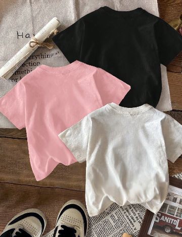 Set Tricouri 3 bucati Shein Kids, mix culori