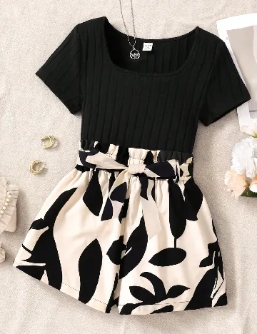 Compleu Shein Kids, negru/crem