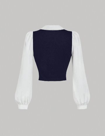 Bluza SHEIN, alb/albastru