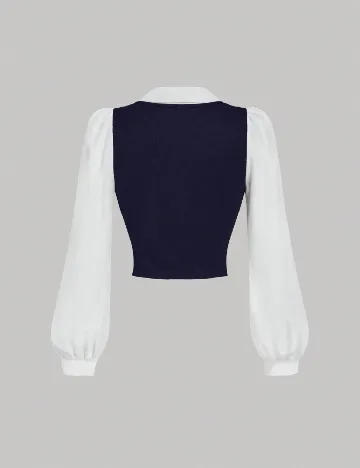 Bluza SHEIN, alb/albastru