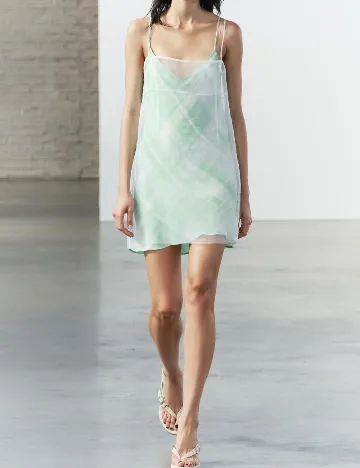 Rochie scurta Zara, verde/alb