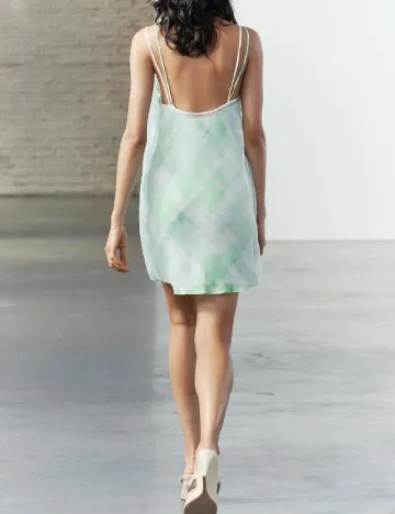 Rochie scurta Zara, verde/alb
