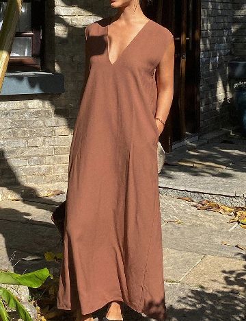 Rochie lunga Dazy, maro