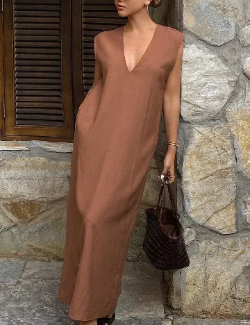 Rochie lunga Dazy, maro