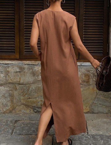 Rochie lunga Dazy, maro