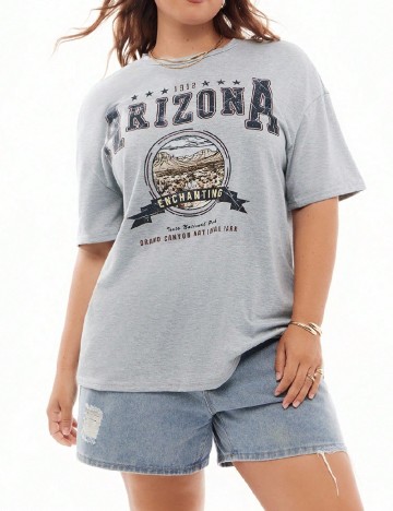 Tricou Oversize SHEIN CURVE, gri