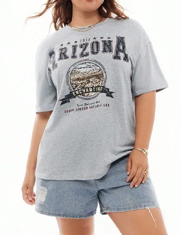 Tricou Oversize SHEIN CURVE, gri