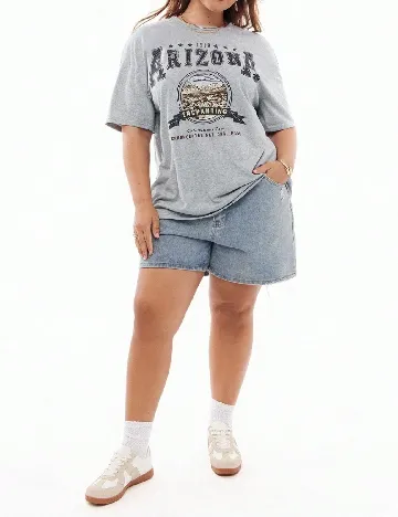 Tricou Oversize SHEIN CURVE, gri