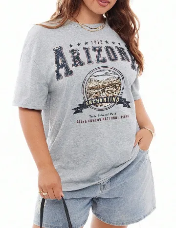 Tricou Oversize SHEIN CURVE, gri