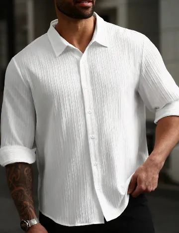 Camasa SHEIN Plus Size Men, alb