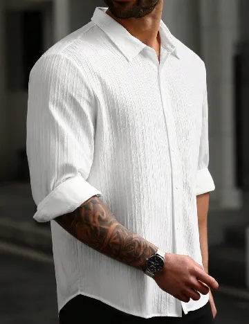 Camasa SHEIN Plus Size Men, alb