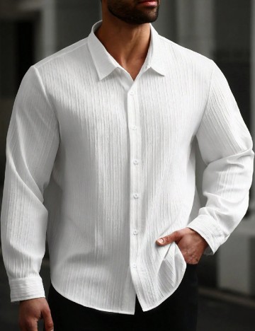 Camasa SHEIN Plus Size Men, alb