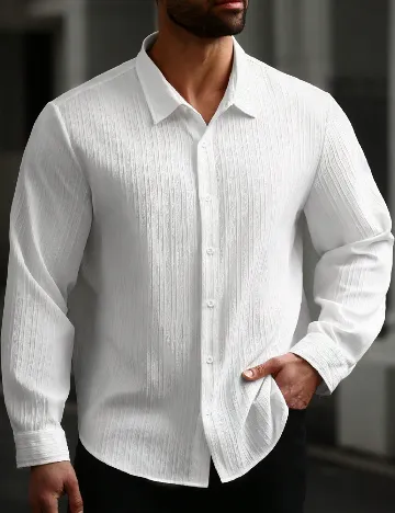 Camasa SHEIN Plus Size Men, alb