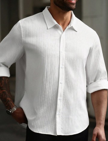 Camasa SHEIN Plus Size Men, alb
