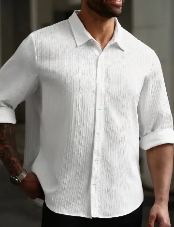 Camasa SHEIN Plus Size Men, alb