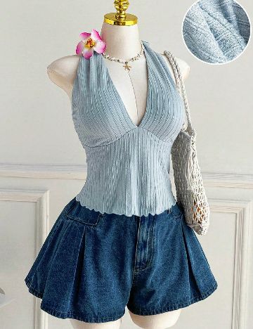 Top SHEIN CURVE, albastru