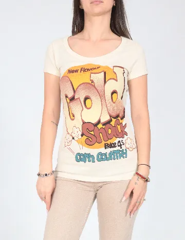 Tricou Bershka, crem