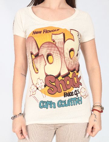 Tricou Bershka, crem