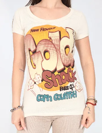 Tricou Bershka, crem