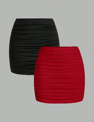 Set Fuste 2 bucati SHEIN, negru/rosu