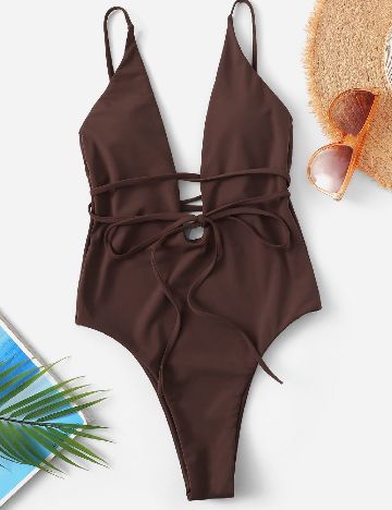 Costum de baie SHEIN, maro