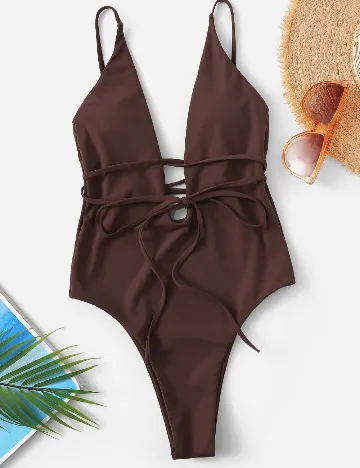 Costum de baie SHEIN, maro