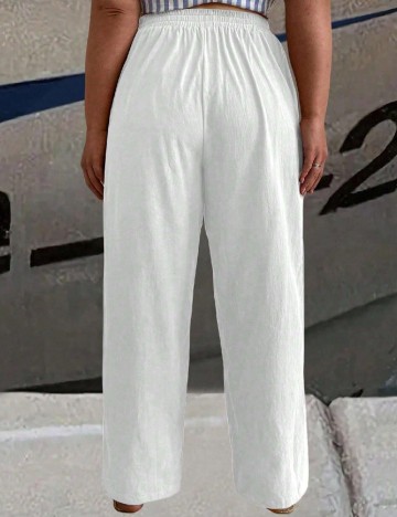 Pantaloni SHEIN CURVE, alb