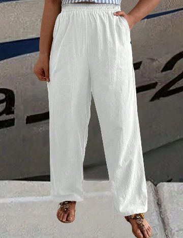 Pantaloni SHEIN CURVE, alb