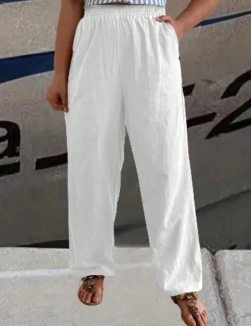 Pantaloni SHEIN CURVE, alb