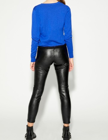 Pantaloni imitatie de piele Tezenis, negru