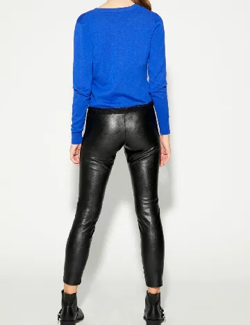Pantaloni imitatie de piele Tezenis, negru