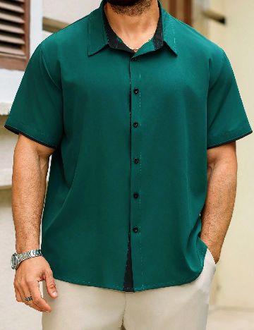 Camasa SHEIN Plus Size Men, verde