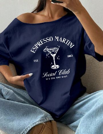 Tricou SHEIN CURVE, bleumarin