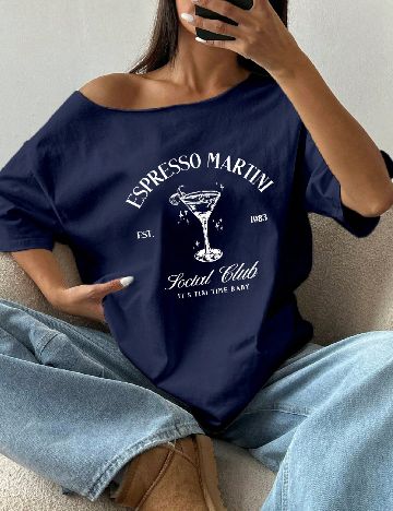 Tricou SHEIN CURVE, bleumarin