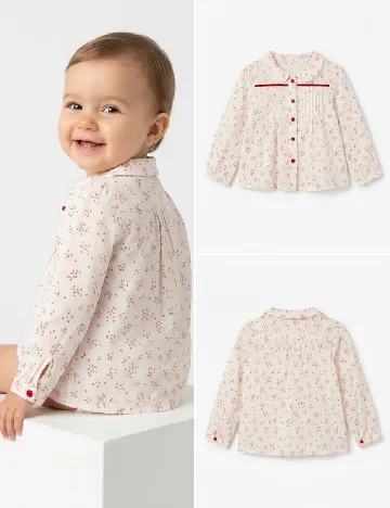 Camasa Zara, alb/rosu