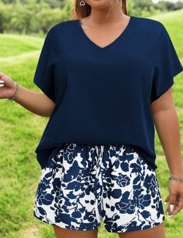 Compleu SHEIN CURVE, bleumarin/alb