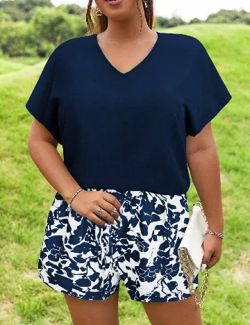 Compleu SHEIN CURVE, bleumarin/alb
