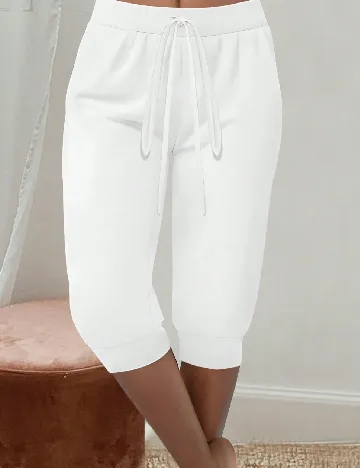 Pantaloni trei sferturi SHEIN, alb