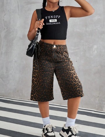 Pantaloni scurti Shein Kids, animal print