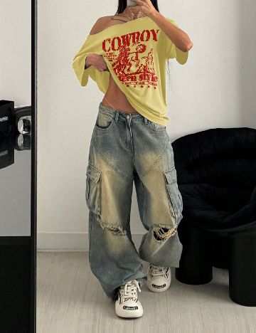 Tricou Oversize SHEIN, galben